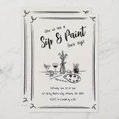 Sip Tiré À La Main Et Invitation À Peindre (Devant / Derrière)