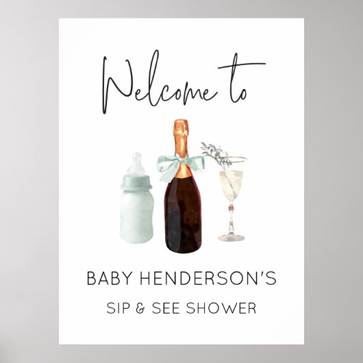 Sip vert neutre et voir Affiche de bienvenue Baby (Devant)