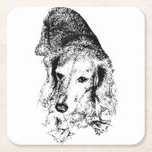 Sip With Backbone – Dachshund Vierkante Kartonnen Onderzetter (Voorkant)