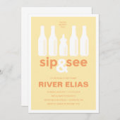 Sip & Zie uitnodiging tot Baby shower (Voorkant / Achterkant)