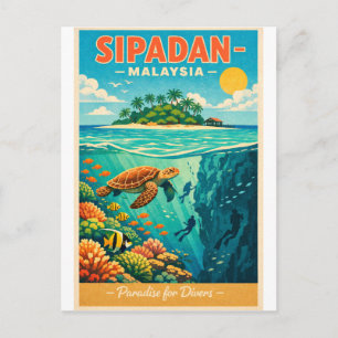 Sipadan-eiland, Maleisië, in een levendig Briefkaart