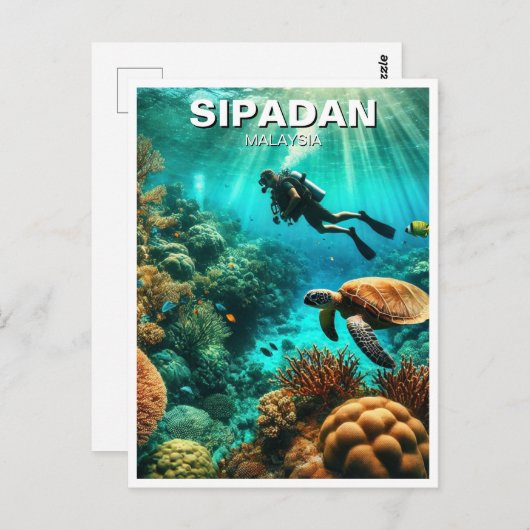 Sipadan Malaysia Scuba Diver Briefkaart (Voorkant / Achterkant)