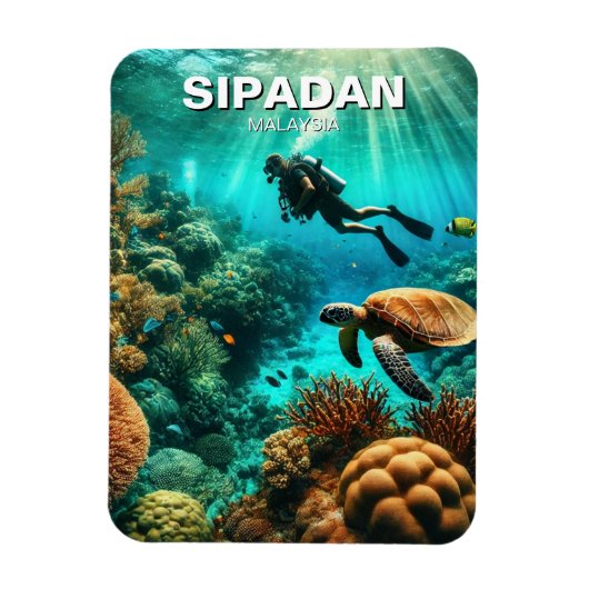 Sipadan Malaysia Scuba Diver Magneet (Verticaal)