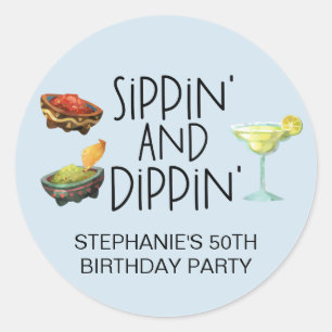 Sippin' and Dippin' Margarita Guacamole Salsa Ronde Sticker