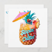 Sippin’ & Chillin’ Tropical Party Design Kaart (Voorkant / Achterkant)