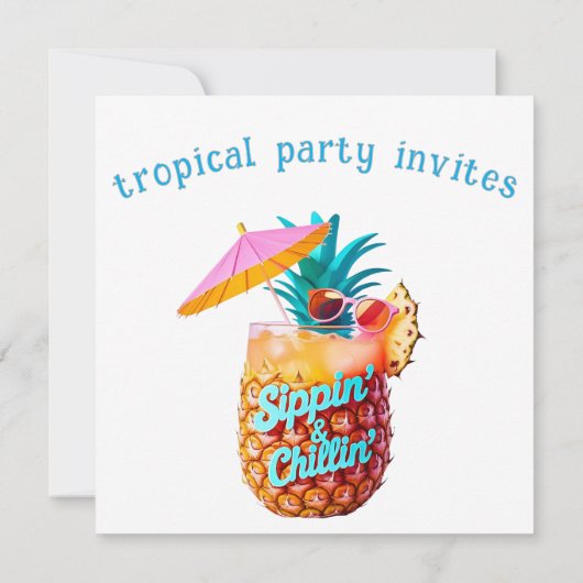 Sippin’ & Chillin’ Tropical Party Design Kaart (Achterkant)