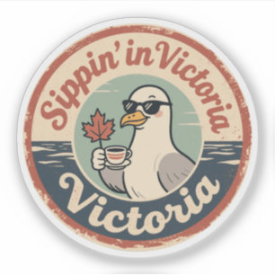 Sippin 'in Victoria met een grappige Seagull-koffi Sticker