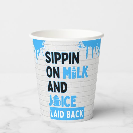 Sippin’ on Milk and Juice Blue Hip Hop Papieren Bekers (Achterkant)