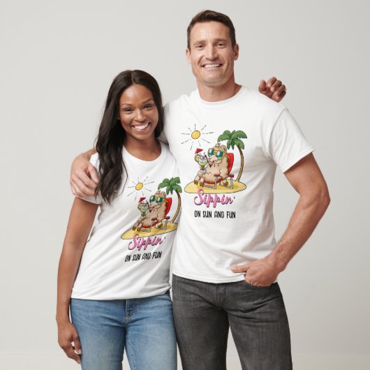 Sippin' On Sun and Fun - Funny Llama Cartoon T-shirt (Unisex)