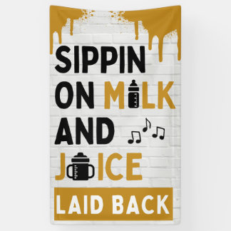 Sippin' op Melk en Sap Goud & Zwarte Hip Hop Spandoek