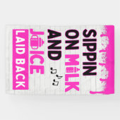 Sippin' op melk en sap Roze hiphop Spandoek (Horizontaal)