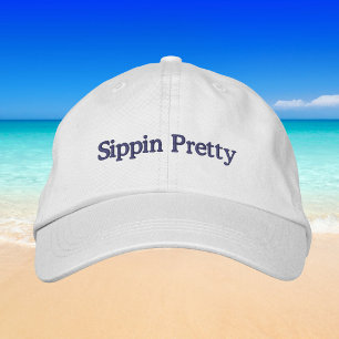 Sippin Pretty Geborduurd / Preppy Wijn Honkbal Geborduurde Pet