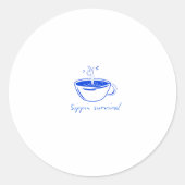 Sippin Survival" Minimalist Coffee Graphic Tee Ronde Sticker (Voorkant)