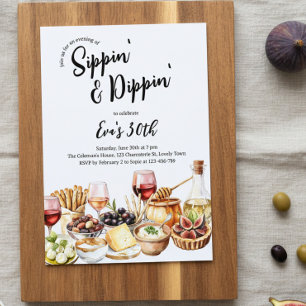 Sipping en dipping charcuterie verjaardagsfeestje kaart