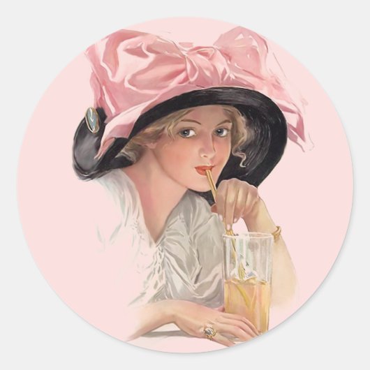 Sipping Soda Ronde Sticker (Voorkant)