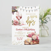 Sips en dips Charcuterine volwassen verjaardagsfee Kaart (Staand voorkant)