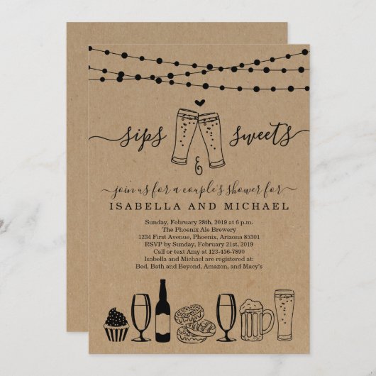 Sips en Sweets Bier en desserts Kaart (Voorkant / Achterkant)