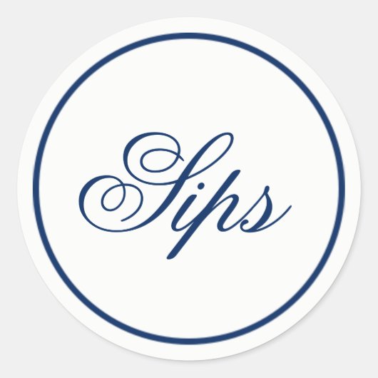 "Sips" Mariage Favor & Welcome Sticker - Marine (Devant)