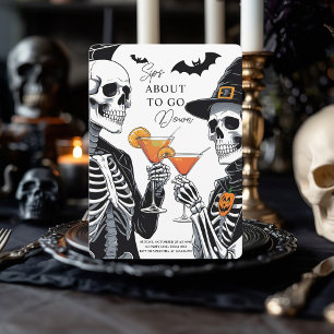 Sips op weg naar beneden Skelet Halloween Feestdagenkaart