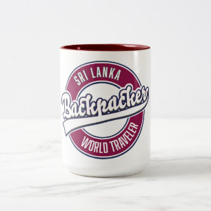 Sir backpacker world traveler retro logo tweekleurige koffiemok
