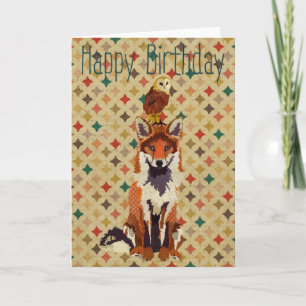 Sir Fox Alot & Owl Birthday Card Kaart
