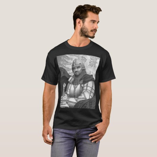 Sir Gawain en T-shirt noir et blanc (Devant entier)