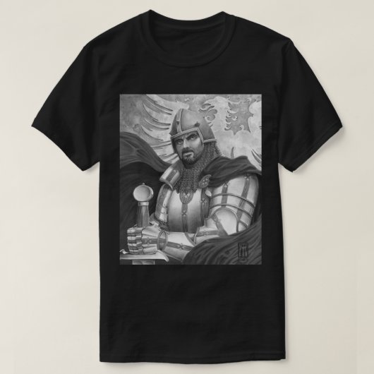 Sir Gawain in Black and White T-Shirt (Design voorkant)