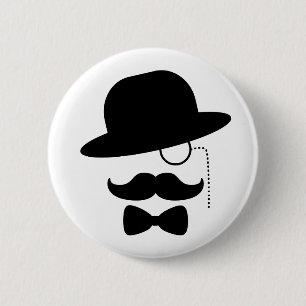 Sir met Mustache Ronde Button 5,7 Cm