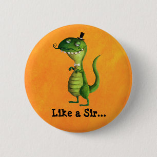 Sir T-rex met Mustaches Ronde Button 5,7 Cm