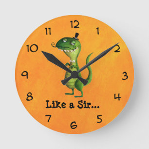 Sir T-rex met Mustaches Ronde Klok