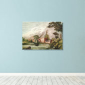 Sir Thomas Lombe's Silk Mill, Derby Canvas Afdruk (Insitu (Houten vloer))
