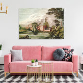 Sir Thomas Lombe's Silk Mill, Derby Canvas Afdruk (Insitu (Woonkamer))
