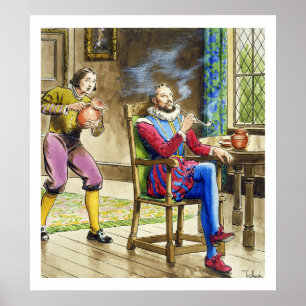 Sir Walter Raleigh (1554-1618) van 'Peeps in the Poster