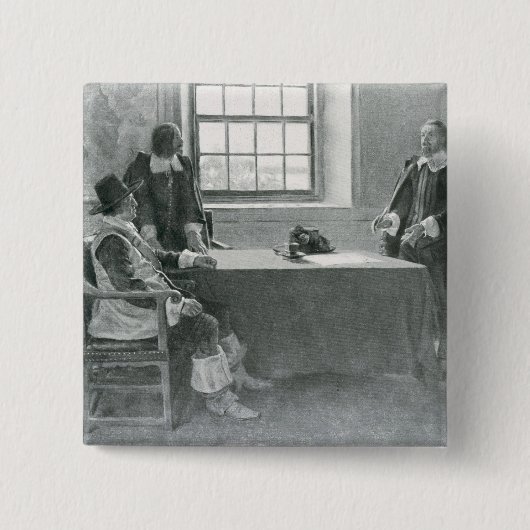 Sir William Berkeley Surrendering Vierkante Button 5,1 Cm (Voorkant)