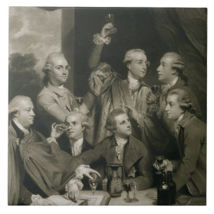 Sir William Hamilton (1730-1803) met andere Connoi Tegeltje