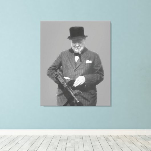 Sir Winston Churchill Canvas Afdruk (Insitu (Houten vloer))