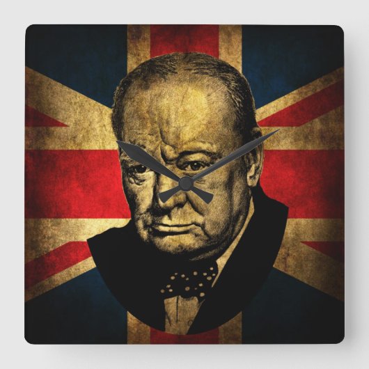 Sir Winston Churchill Vierkante Klok (Voorkant)
