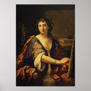 Sirani - Allegorie van de Schilderkunst (Zelfportr Poster