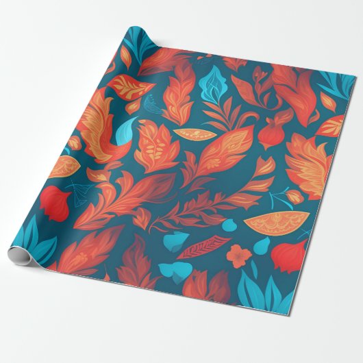 Siren Geometrisch Kleurrijk Gepersonaliseerd Patro Cadeaupapier (Uitgerold)