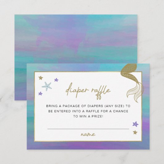 SIREN Mermaid Tropical Beach Diaper Raffle Ticket Kaart (Voorkant / Achterkant)