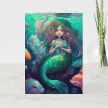 Siren, Océan, Poisson, Carte d'Art Graphique