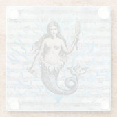 Siren van het Zee Collage Glazen Onderzetter (Achterkant)