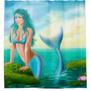 Sirène Ariel de rideau en douche en mer