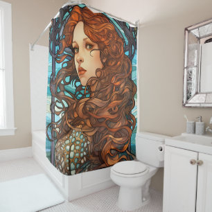 Sirène Art Nouveau Style Douche rideau