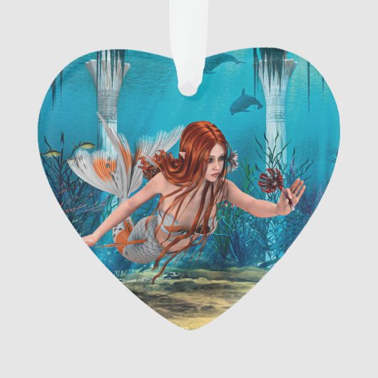 Sirène aux Cheveux Rouges Art Fantastique Sous-Mar (devant)