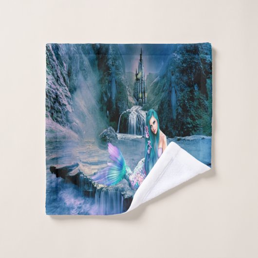 Sirène aux cheveux turquoise (Gant de toilette)