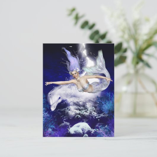 Sirène avec carte postale Dolphin (Debout devant)