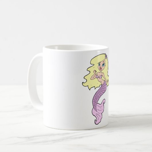 Sirène Avec Coiffure Jaune Mug De Café (Devant gauche)
