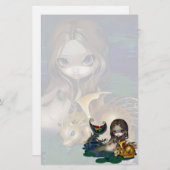 "Sirène avec la papeterie d'un dragon d'or" (Devant / Derrière)