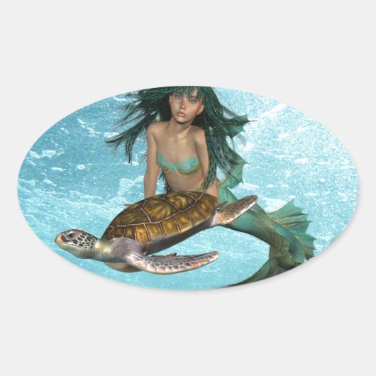 Sirène avec Stickers Tortue de mer (Devant)
